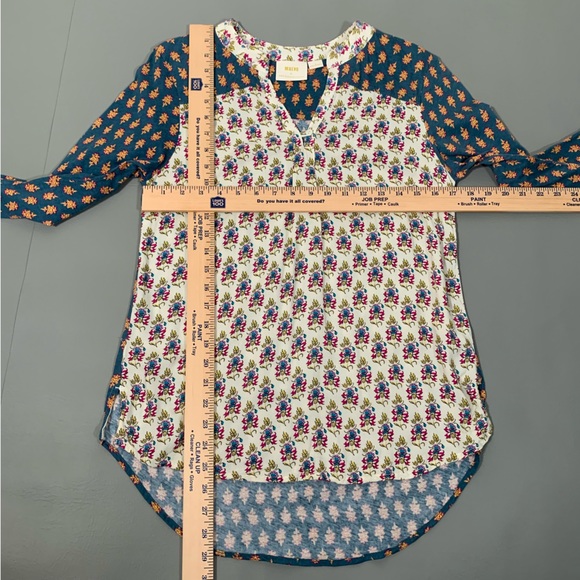 Mauve Mandan Top Anthropologie Small Blouse Blue Green - Picture 11 of 14